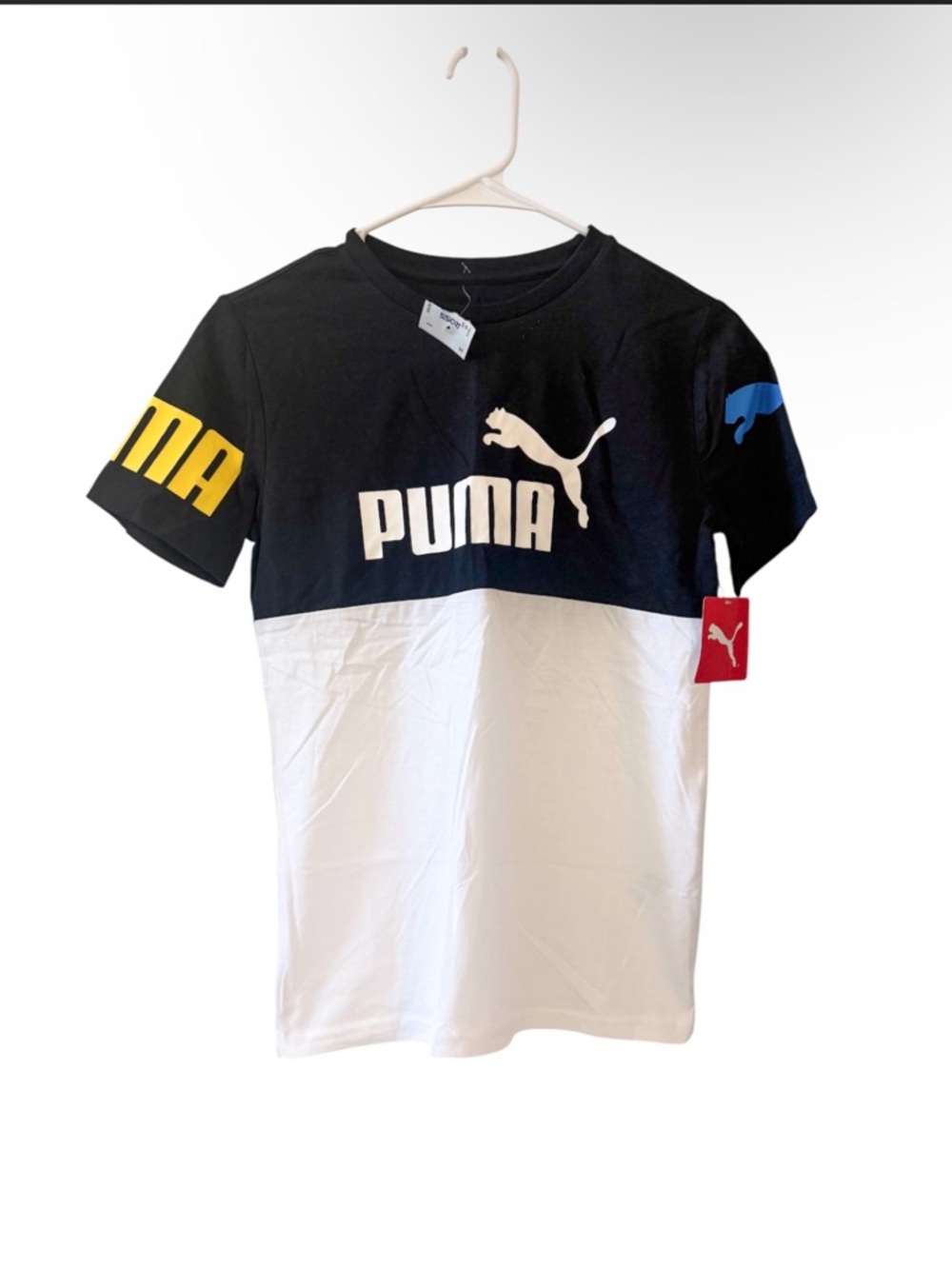 Boys Puma White Logo Tee Size 10/12 Sporty Streetwear NWT